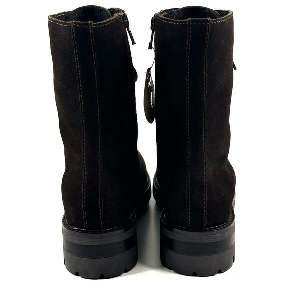 La Canadienne Brittany Dark Brown Suede Waterproof Lug Boot Womens 6M New $550 - Picture 5 of 14